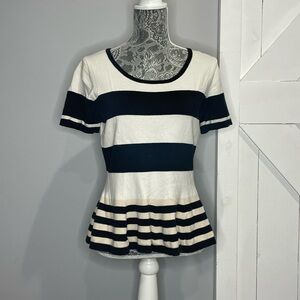 The Limited Cream and Black Peplum Fitted Sweater